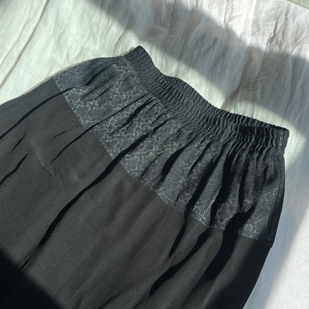 Yasuko Black Jacquard Print Crepe Maxi Skirt